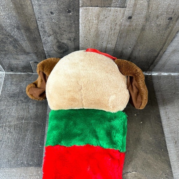 90s Prima Creations Plush Dog Christmas Stocking 23" Large Head Holiday - Picture 8 of 11